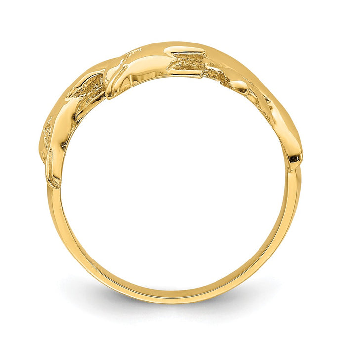 14k Yellow Gold Polished Double Dolphin Ring, Size: 7
