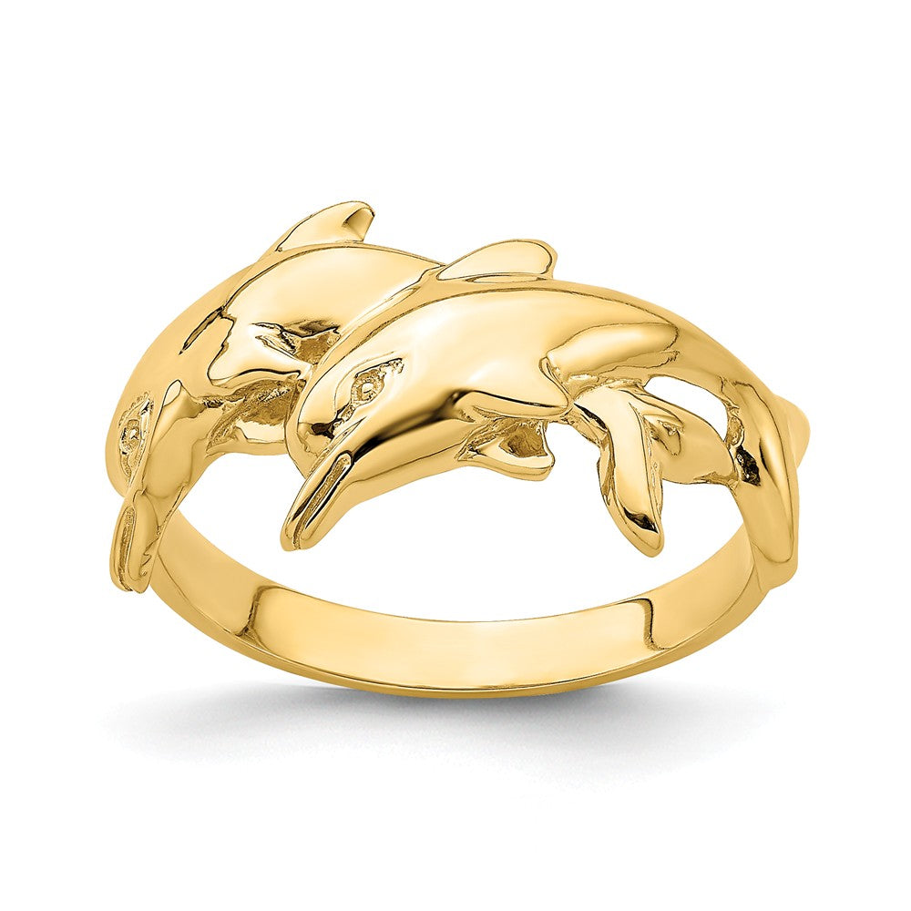 Quality Gold 14k Two-tone Polished Dolphin Ring D1924 - Park Place Jewelers