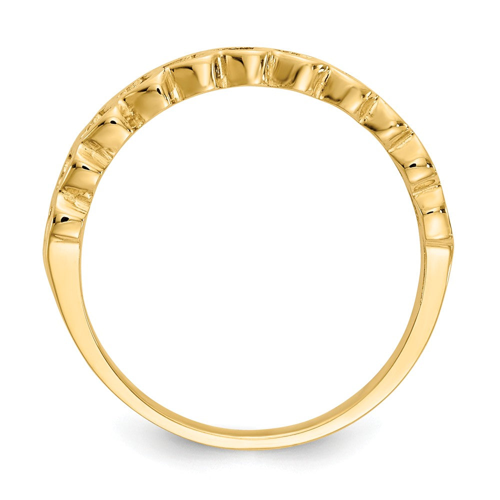 14k Yellow Gold Polished Hearts Ring, Size: 6