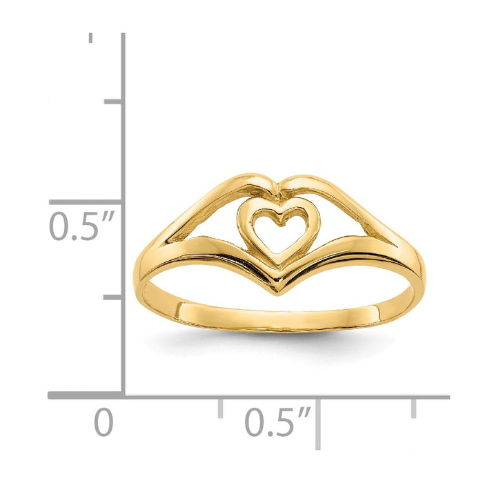 14k Yellow Gold Polished Heart Ring, Size: 7.5