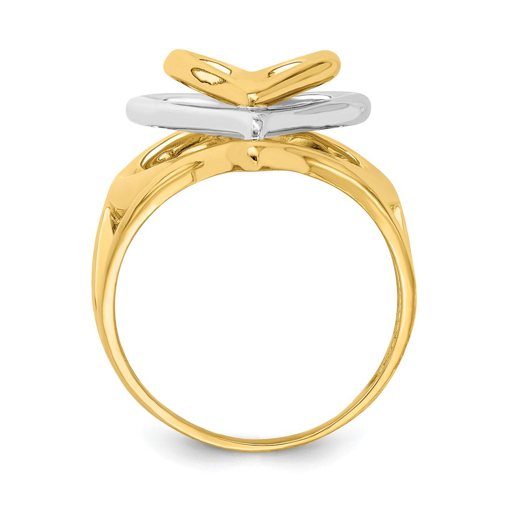 14K Two-Tone Gold Triple Stacked Heart Ring, Size: 7