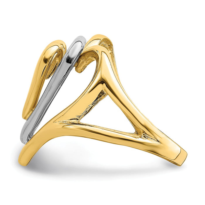 14K Two-Tone Gold Triple Stacked Heart Ring, Size: 7