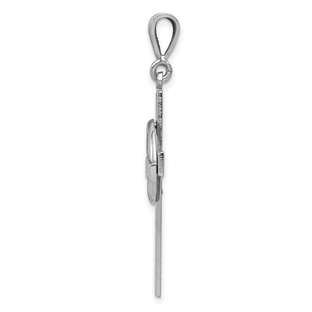 Million Charms 14K White Gold Themed Claddagh Relgious Cross Pendant