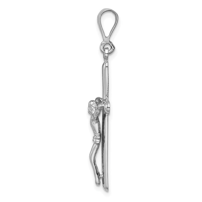 Million Charms 14K White Gold Themed Relgious Crucifix Pendant