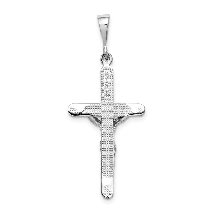 Million Charms 14K White Gold Themed Relgious Crucifix Pendant