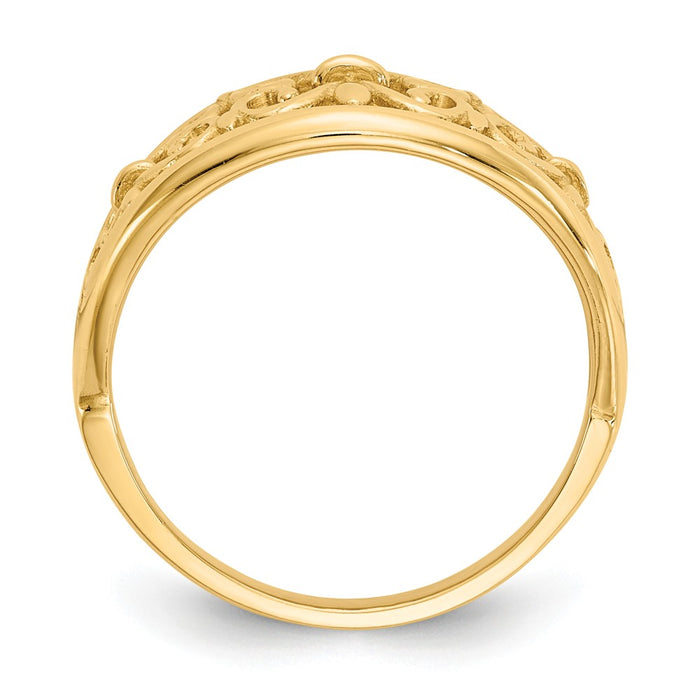 14k Yellow Gold Fleur-De-Lis Tapered Ring, Size: 7