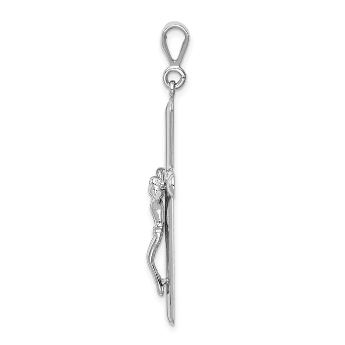 Million Charms 14K White Gold Themed Relgious Crucifix Pendant