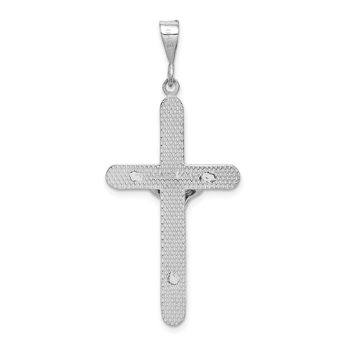 Million Charms 14K White Gold Themed Relgious Crucifix Pendant