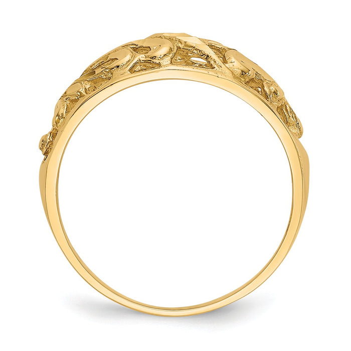 14k Yellow Gold Paisley Diamond-cut Design Dome Ring, Size: 7