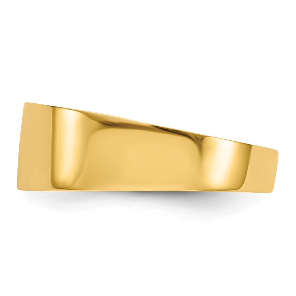 14k Yellow Gold 8mm Flat-top Tapered Cigar Wedding Band Ring, Size: 7