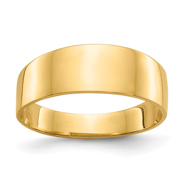 14k Yellow Gold 8mm Flat-top Tapered Cigar Wedding Band Ring, Size: 7