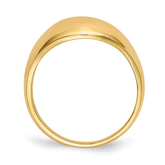 14k Yellow Gold 10mm Domed-top Tapered Cigar Wedding Band Ring, Size: 7