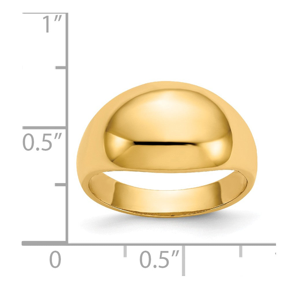 14k Yellow Gold 10mm Domed-top Tapered Cigar Wedding Band Ring, Size: 7