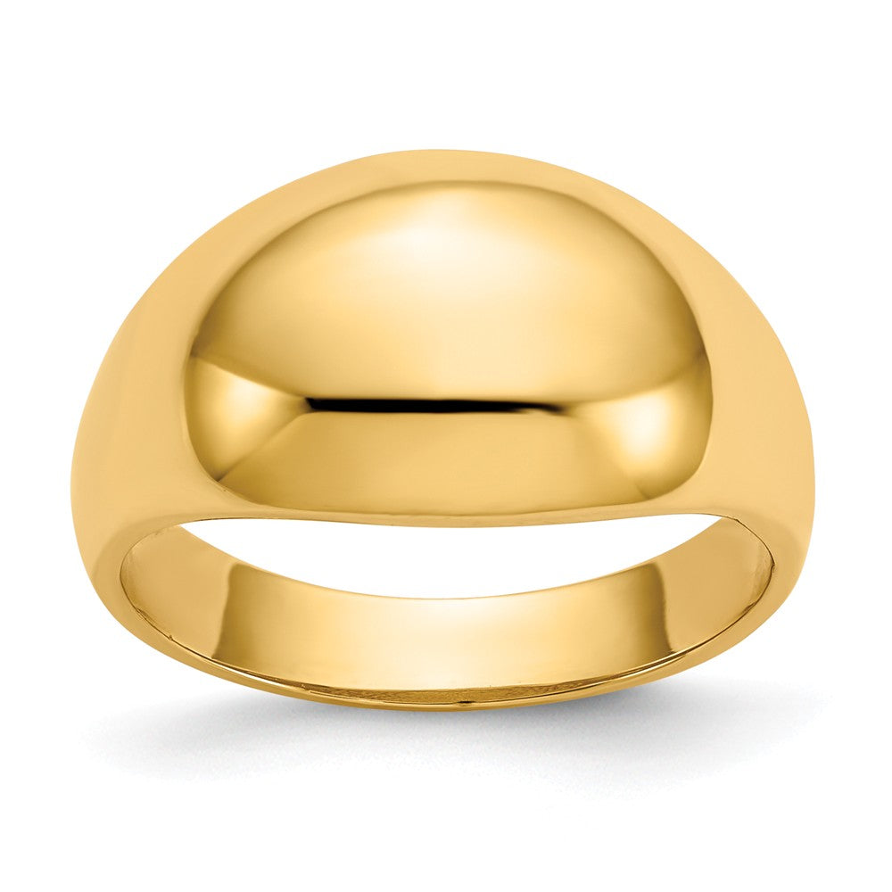 14k Yellow Gold 10mm Domed-top Tapered Cigar Wedding Band Ring, Size: 7