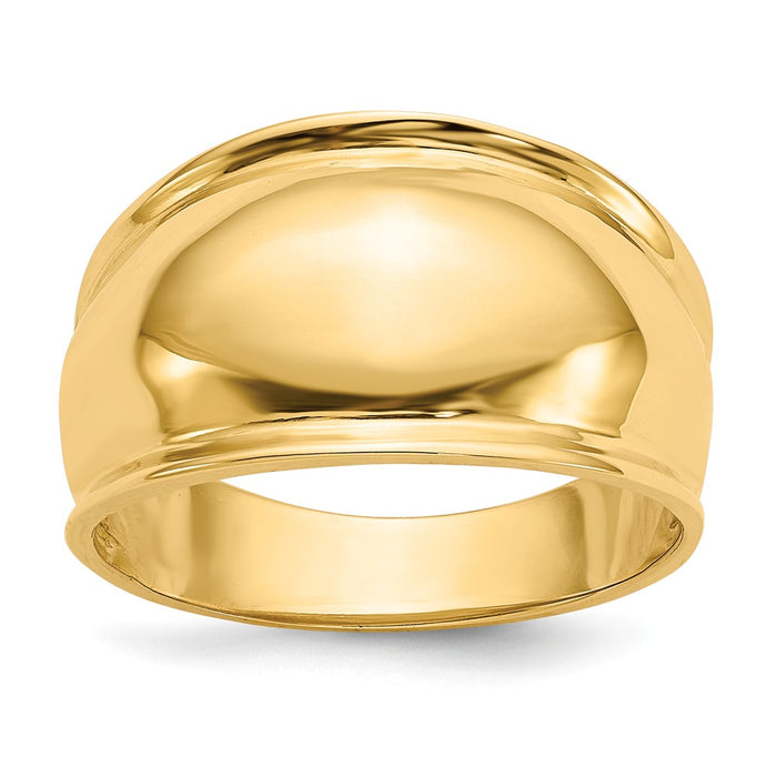 14k Yellow Gold Ridge-edged Dome Ring, Size: 7.5