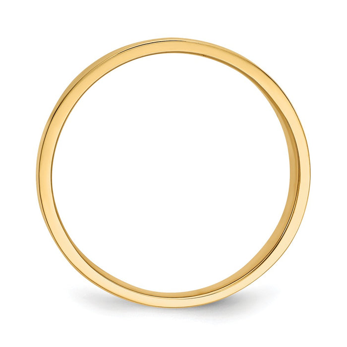 14k Yellow Gold 15mm Flat-top Tapered Cigar Wedding Band Ring, Size: 7