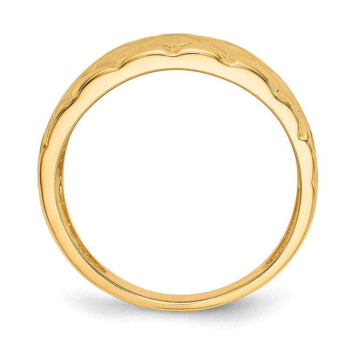 14k Yellow Gold Marquise Pattern Dome Ring, Size: 7