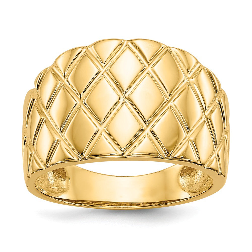 14k Yellow Gold Marquise Pattern Dome Ring, Size: 7