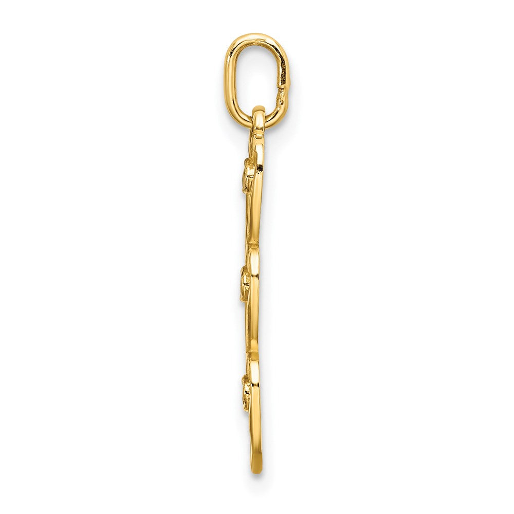 Million Charms 14K Yellow Gold Themed, Rhodium-plated Polished Hearts Charm
