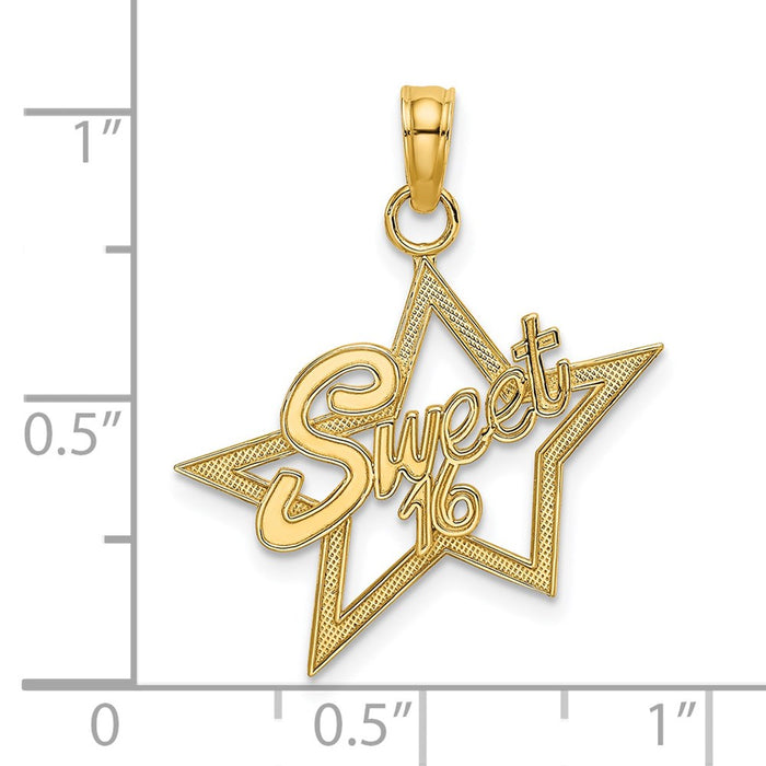 Million Charms 14K Yellow Gold Themed Sweet 16 Birthday Charm