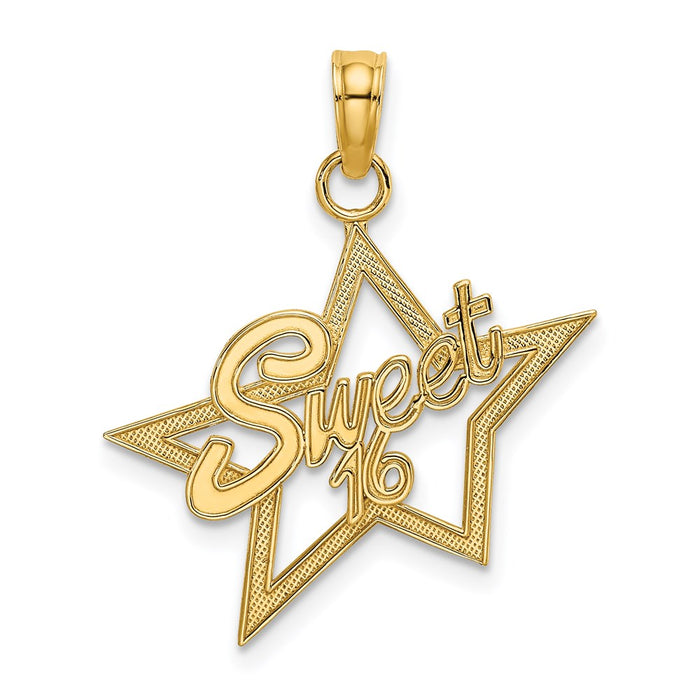 Million Charms 14K Yellow Gold Themed Sweet 16 Birthday Charm