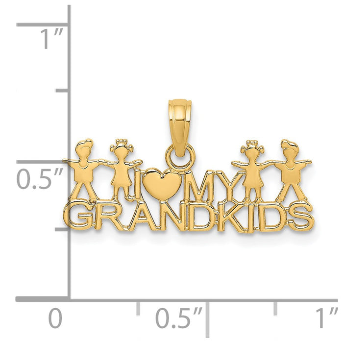 Million Charms 14K Yellow Gold Themed I Love My Grandkids Charms