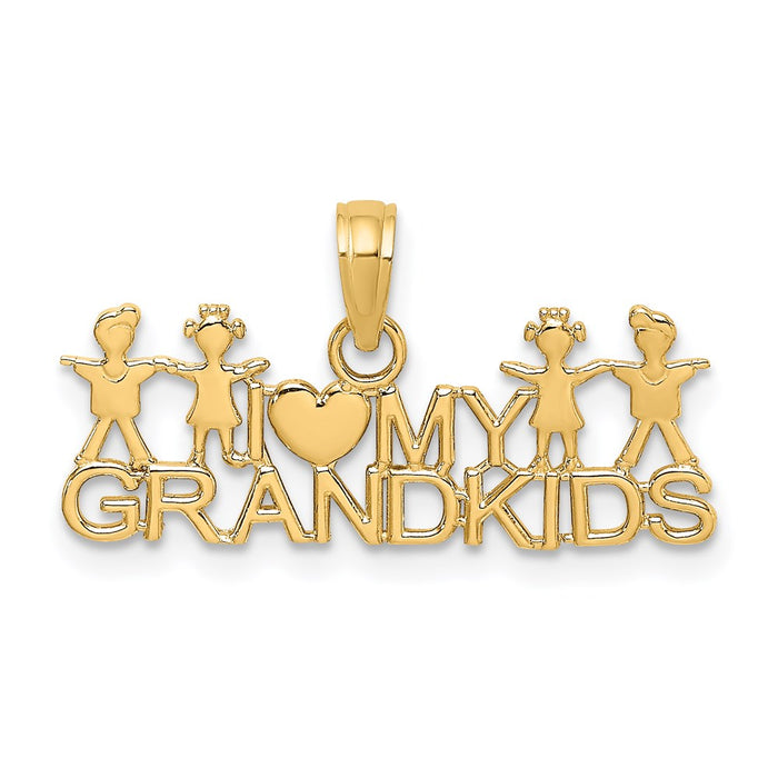 Million Charms 14K Yellow Gold Themed I Love My Grandkids Charms