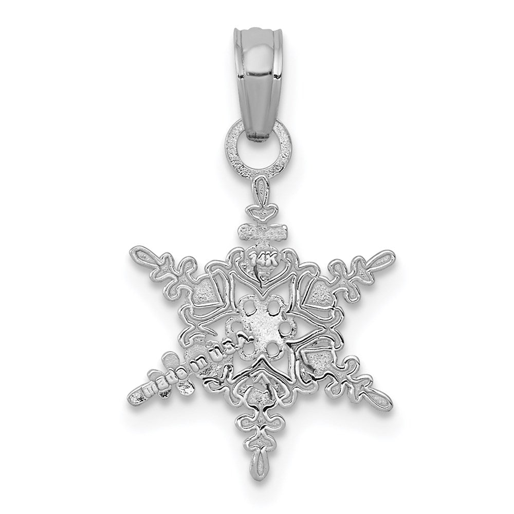Million Charms 14K White Gold Themed Small Snowflake Pendant