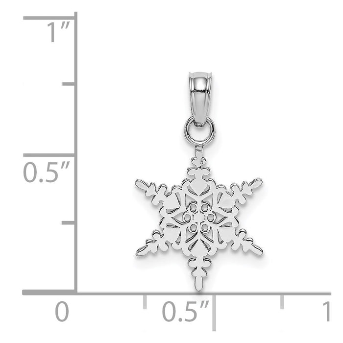 Million Charms 14K White Gold Themed Small Snowflake Pendant