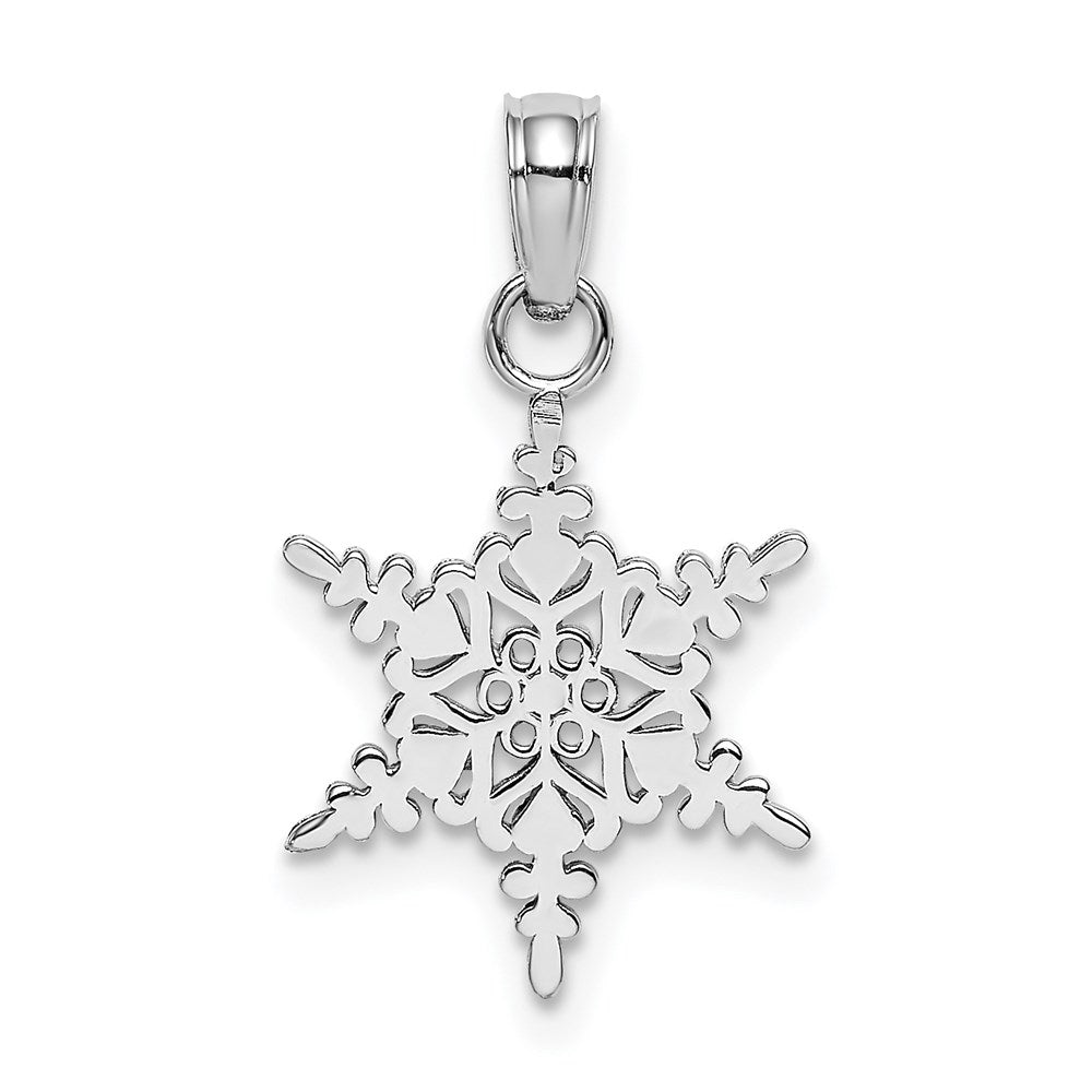 Million Charms 14K White Gold Themed Small Snowflake Pendant