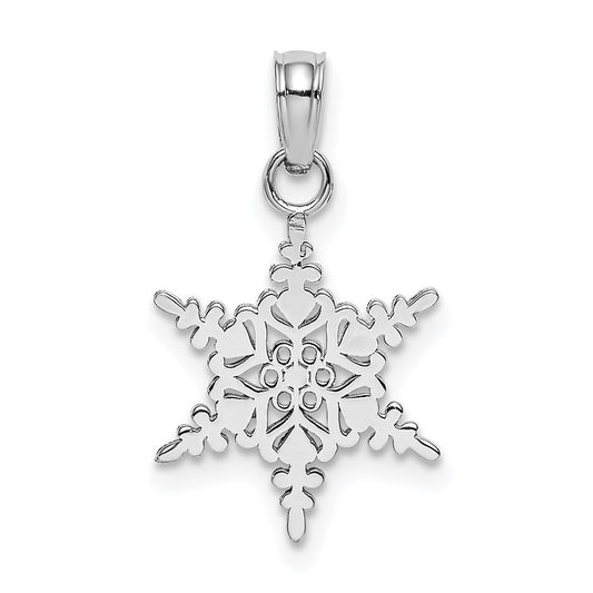 Million Charms 14K White Gold Themed Small Snowflake Pendant