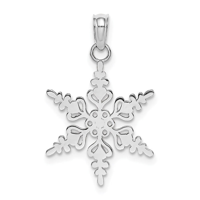 Million Charms 14K White Gold Themed Polished Snowflake Charm