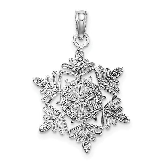 Million Charms 14K White Gold Themed Snowflake Pendant