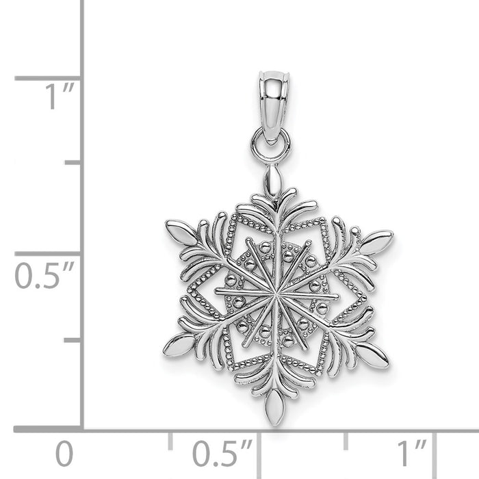 Million Charms 14K White Gold Themed Snowflake Pendant