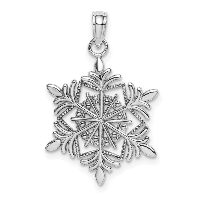 Million Charms 14K White Gold Themed Snowflake Pendant