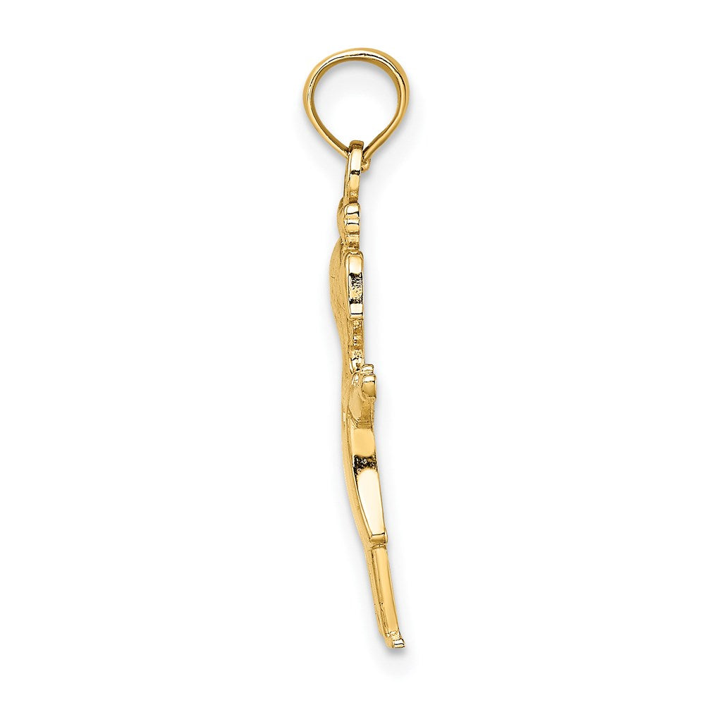 Million Charms 14K Yellow Gold Themed Solid Polished Girl With Pig-Tails Charm