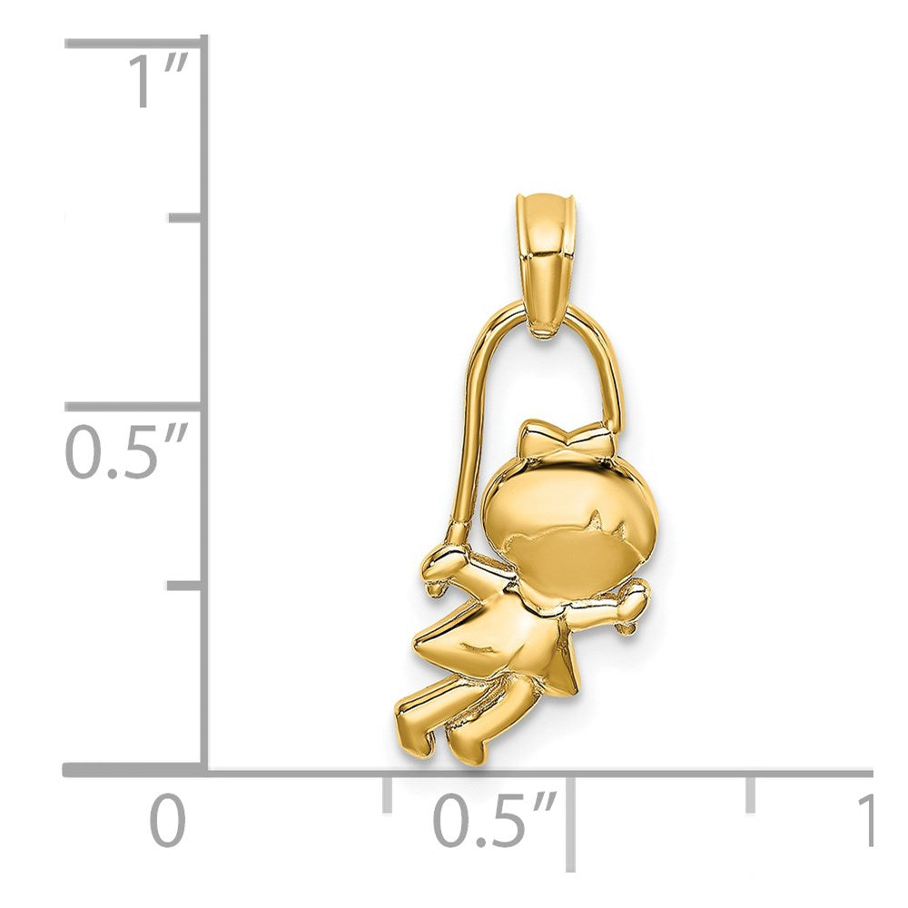 Million Charms 14K Yellow Gold Themed Girl With Jump Rope Charm