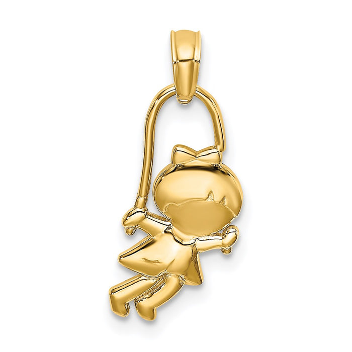 Million Charms 14K Yellow Gold Themed Girl With Jump Rope Charm