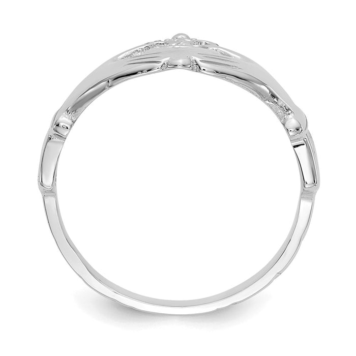 14k White Gold Polished Claddagh Ring, Size: 7