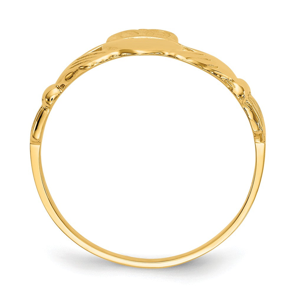 14k Yellow Gold Men's Claddagh Ring, Size: 9.75