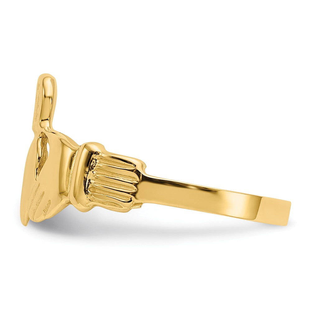 14k Yellow Gold Men's Claddagh Ring, Size: 9.75