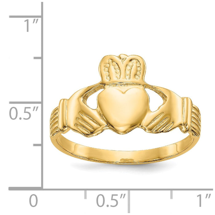 14k Yellow Gold Men's Claddagh Ring, Size: 9.75