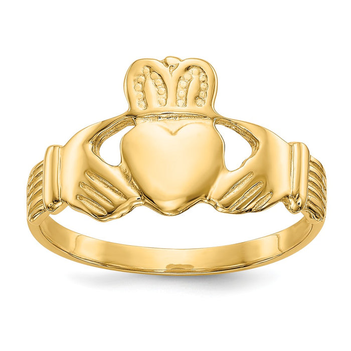 14k Yellow Gold Men's Claddagh Ring, Size: 9.75