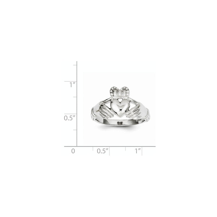 14k White Gold Men's Claddagh Ring, Size: 9