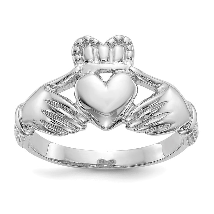 14k White Gold Men's Claddagh Ring, Size: 9