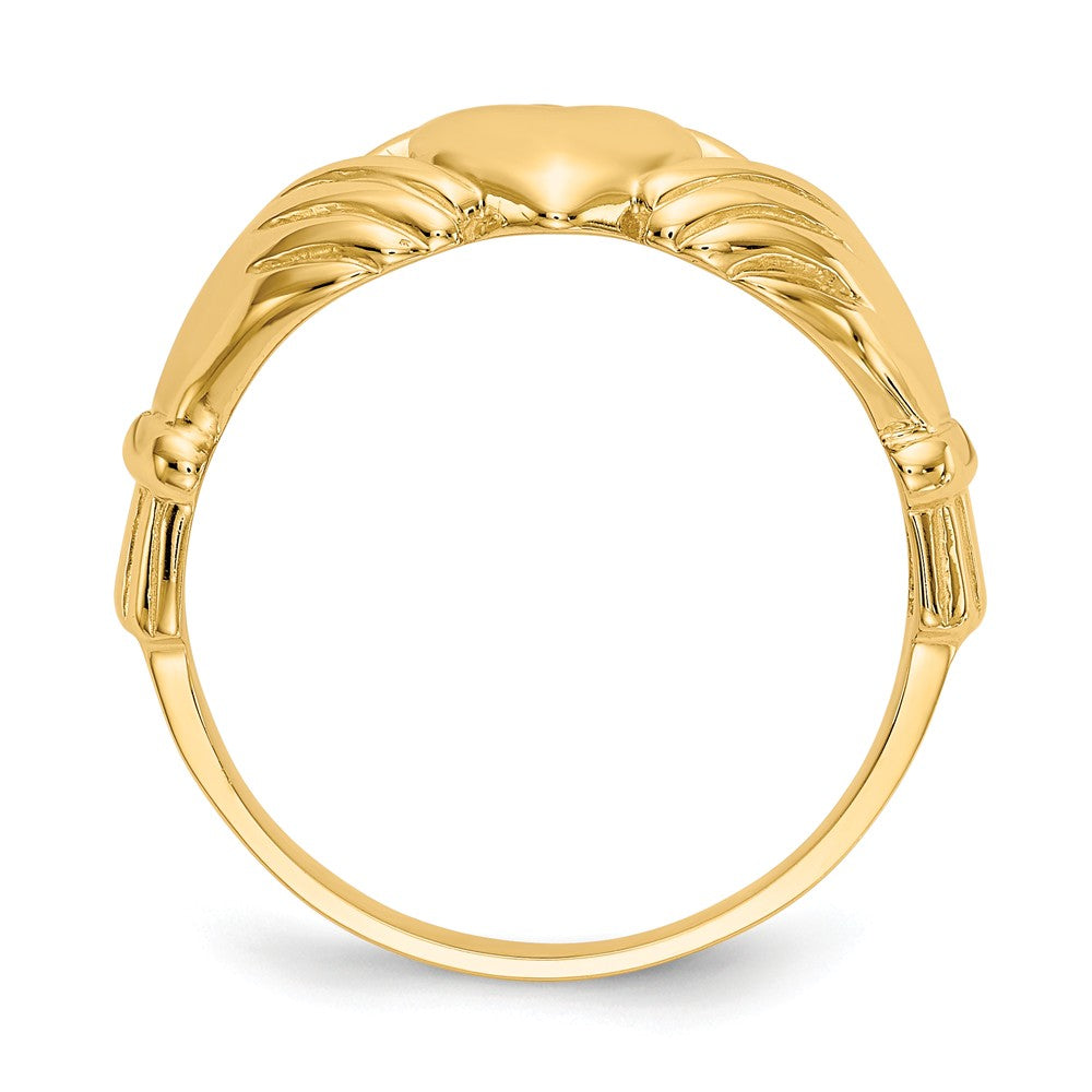 14k Yellow Gold Men's Claddagh Ring, Size: 8.75