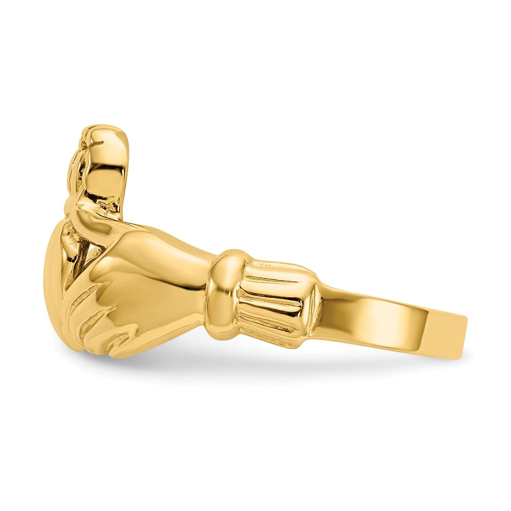 14k Yellow Gold Men's Claddagh Ring, Size: 8.75