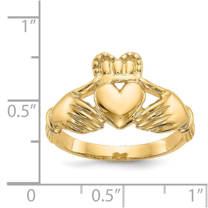 14k Yellow Gold Men's Claddagh Ring, Size: 8.75