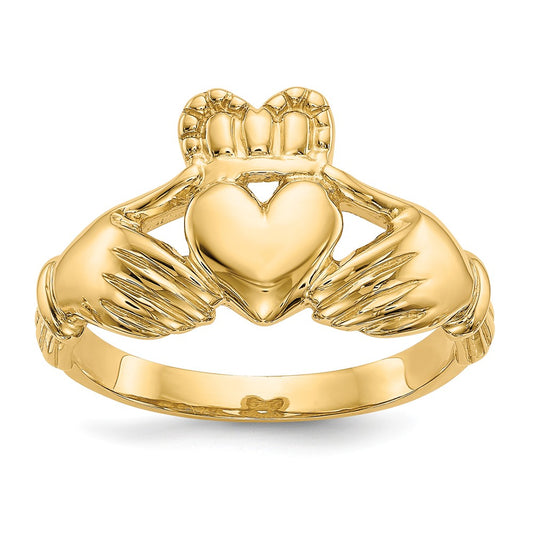 14k Yellow Gold Men's Claddagh Ring, Size: 8.75