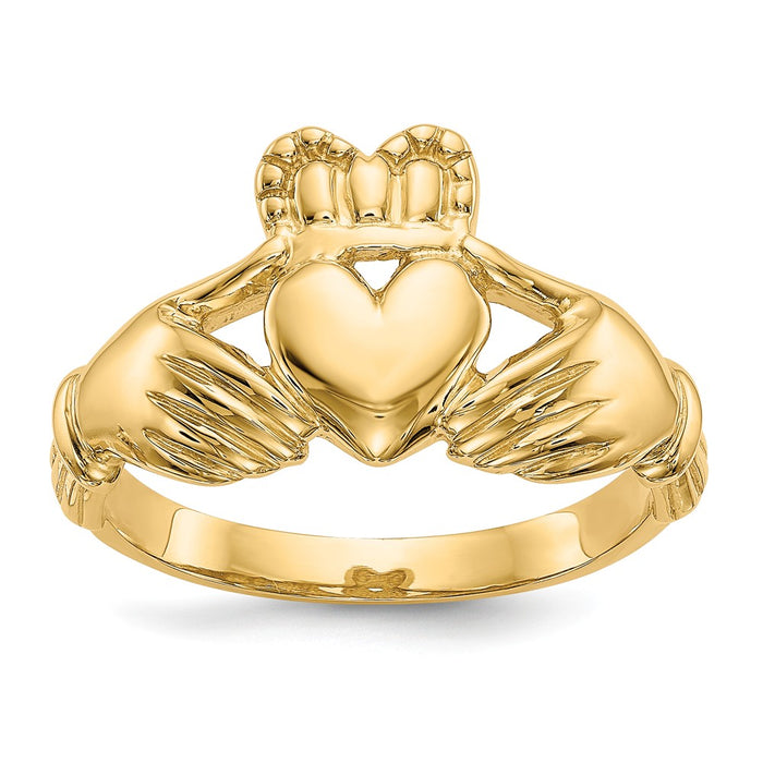 14k Yellow Gold Men's Claddagh Ring, Size: 8.75